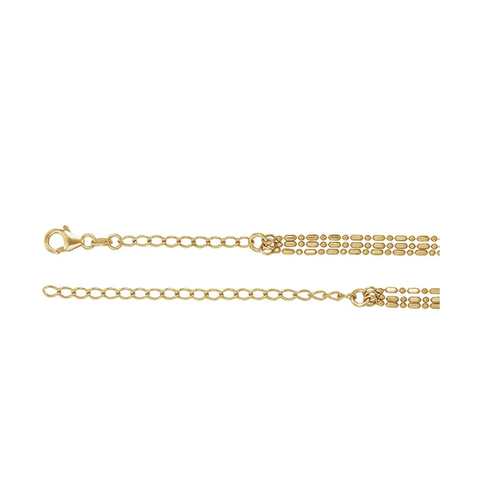 14k Yellow Gold Beaded Three Strand Choker Necklace I78679
