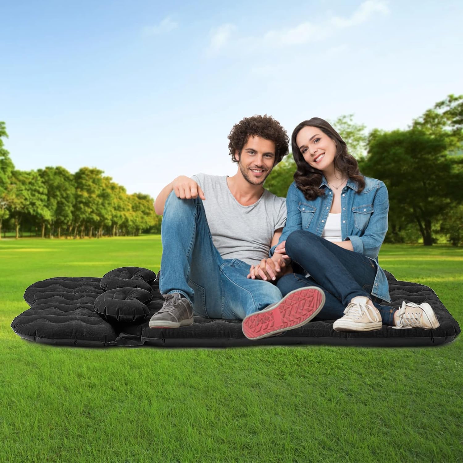 Black Inflatable Car Air Mattress for SUV Truck Camping Travel Z471