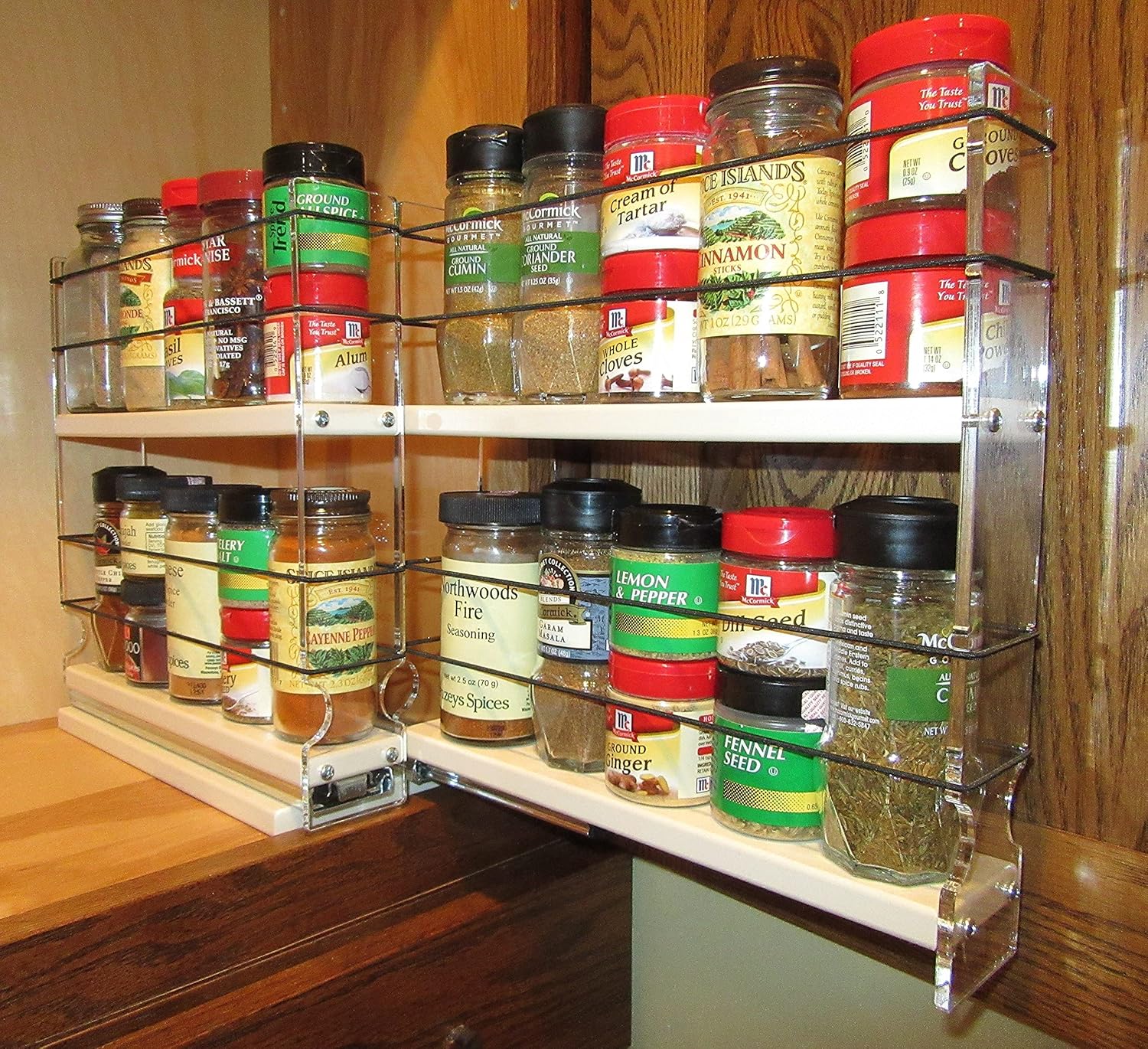 Narrow Spice Rack with 2 Drawers, 20 Spice Capacity S410138