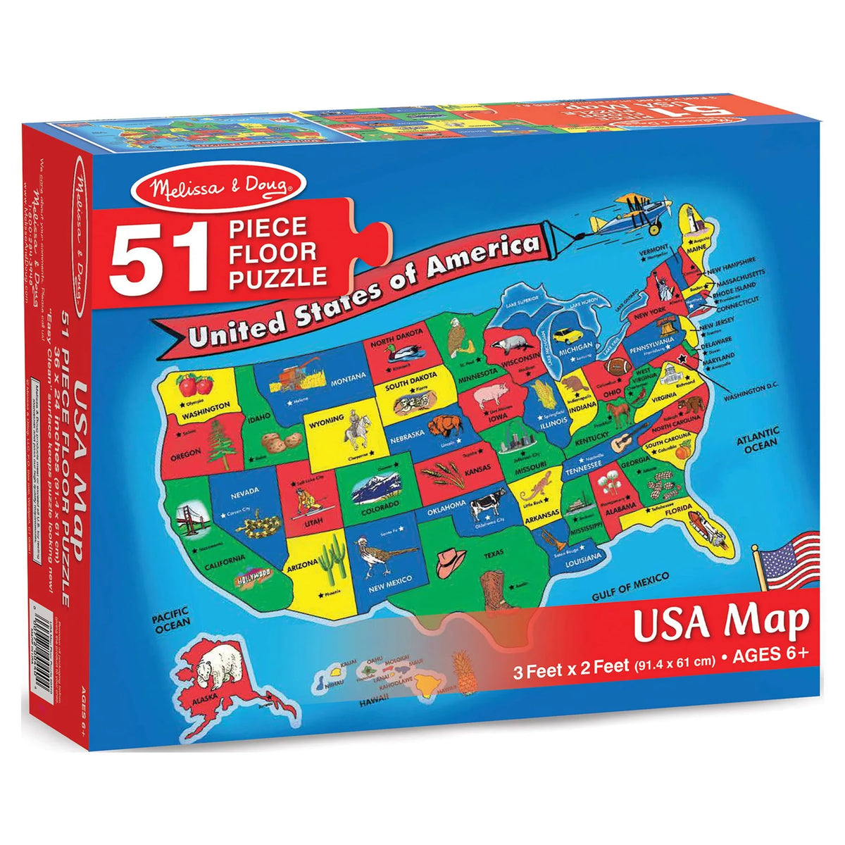 51 Pieces U.S.A. Map Floor Puzzle O2946
