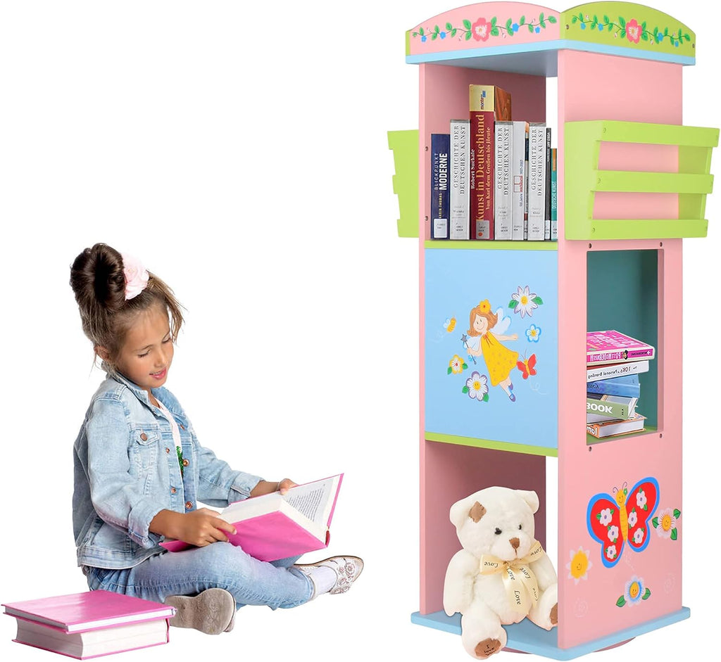 Pink Rotating Bookshelf Toy Organizer J89308