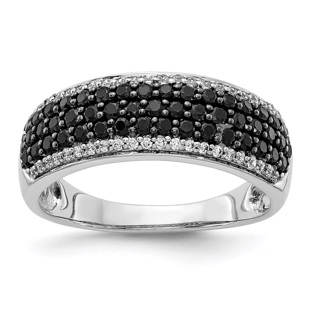 14kt White Gold White and Black Diamond Band Ring Size 7 E818062