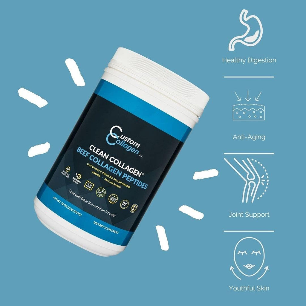 Collagen Peptides Powder 2lb (32oz) Jar, Unflavored, Grass Fed, Pack of 2 O49274