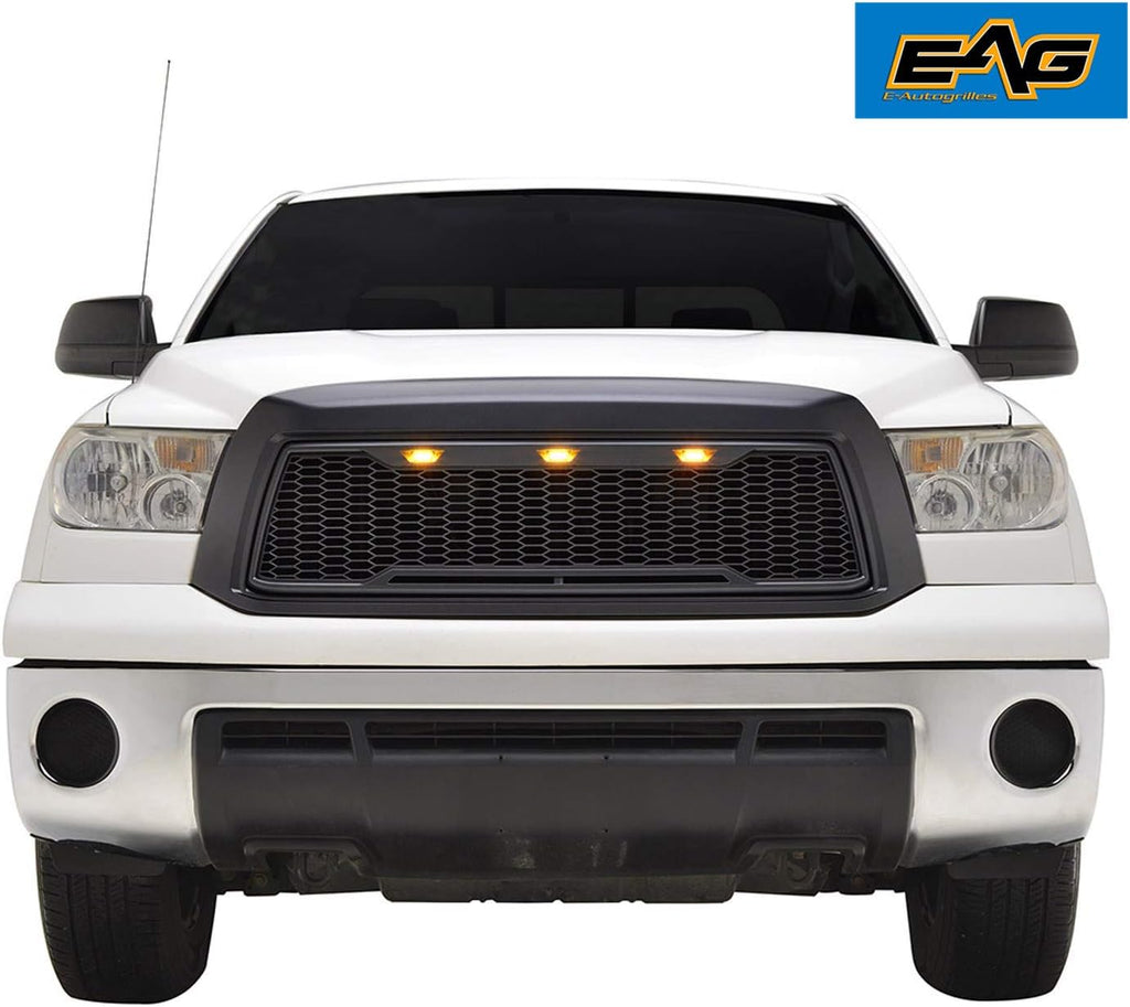Matte Black Upper Grille Front Grill with Amber LED Lights N2461