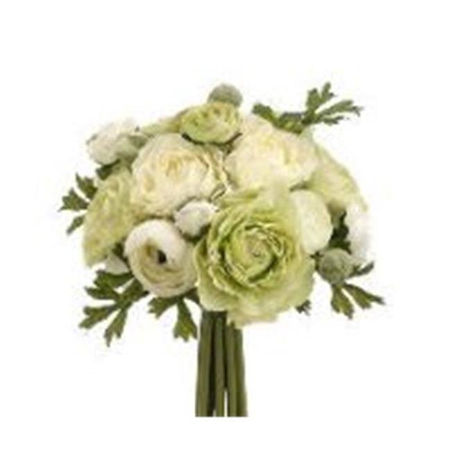 9 in. Ranunculus Bouquet Green-Cream Pack of 6 A88339