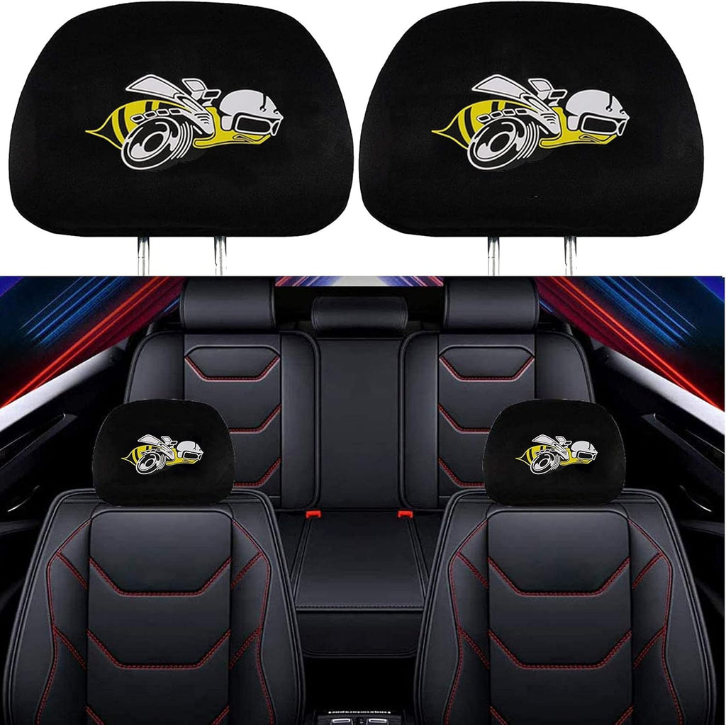 2 Pack Black Fabric Headrest Covers O77156