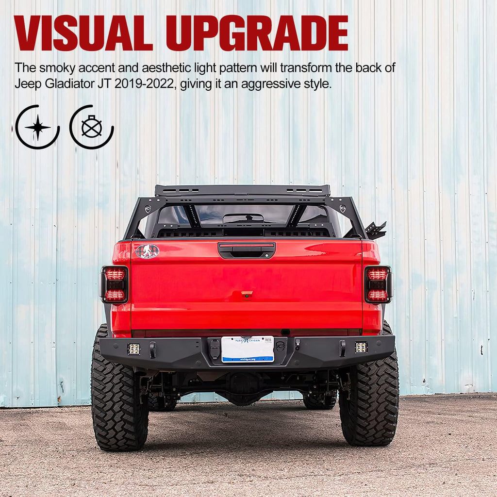 Smoked LED Tail Lights Assembly for Jeep Gladiator JT, 1 Pair V671257