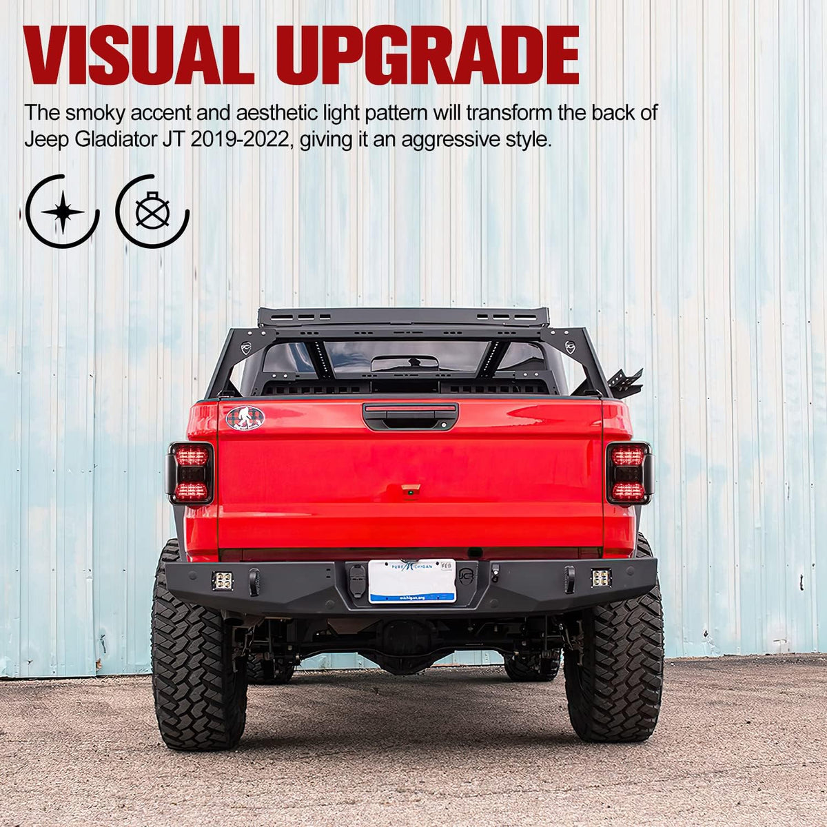 Smoked LED Tail Lights Assembly for Jeep Gladiator JT, 1 Pair V671257