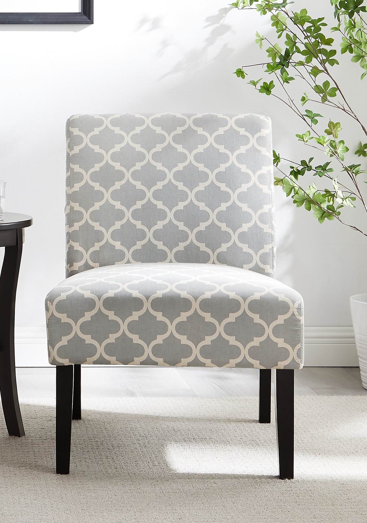 3pc Gray Fabric Upholstered Side Table and 2 Chairs H633493