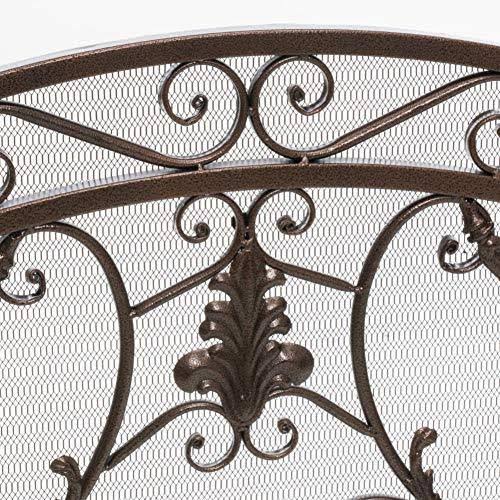 Black Gold Finish Floral Iron Fireplace Screen Y14692