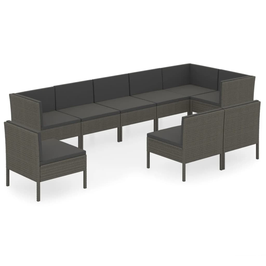 9 Piece Poly Rattan Outdoor Sectional Sofa Set C9274