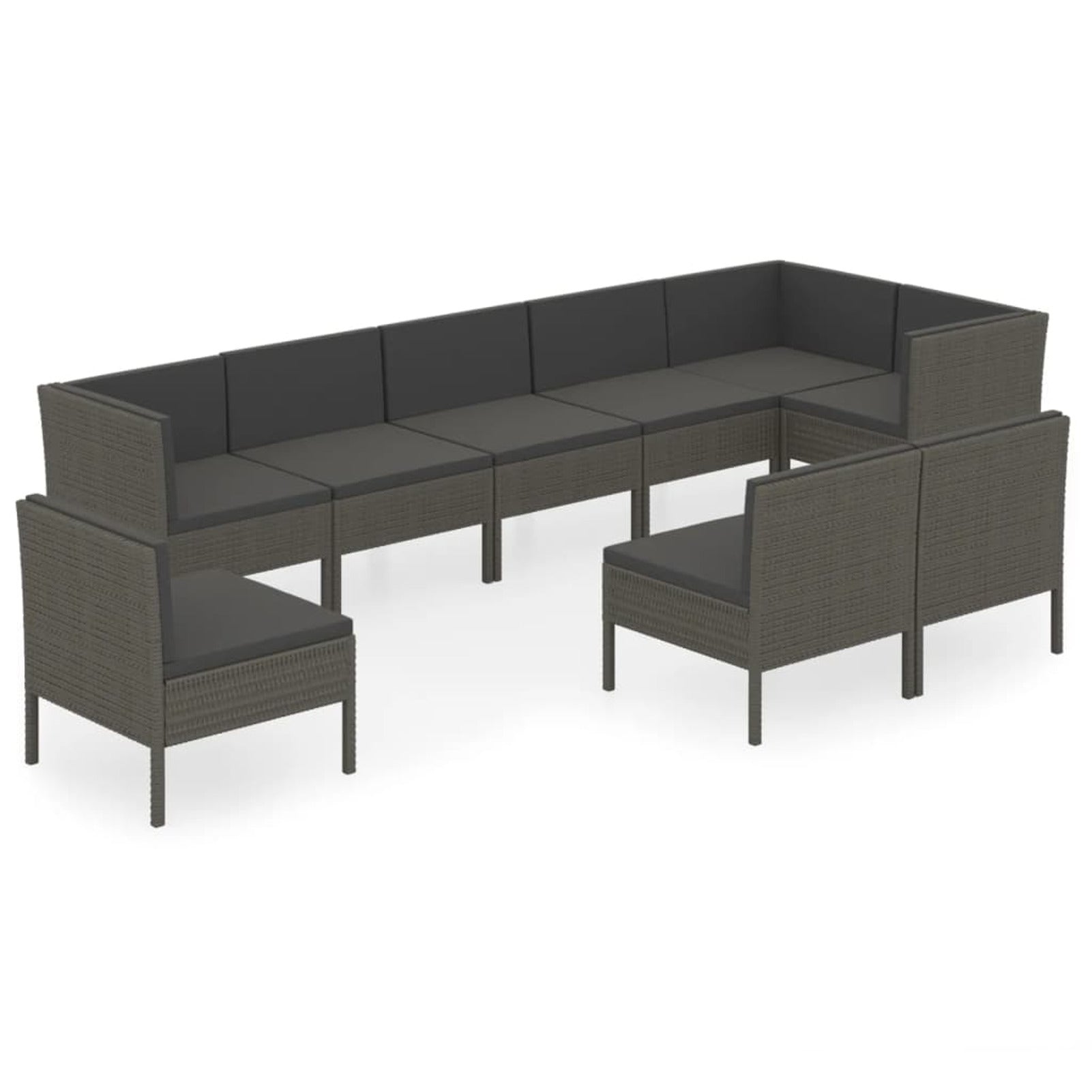 9 Piece Poly Rattan Outdoor Sectional Sofa Set C9274