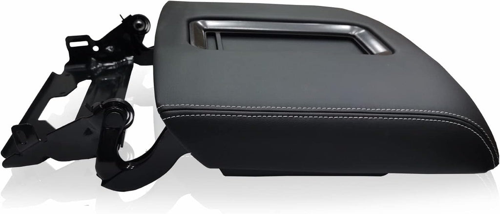 Center Console Armrest Lid with Steel Bracket Black Leather K390