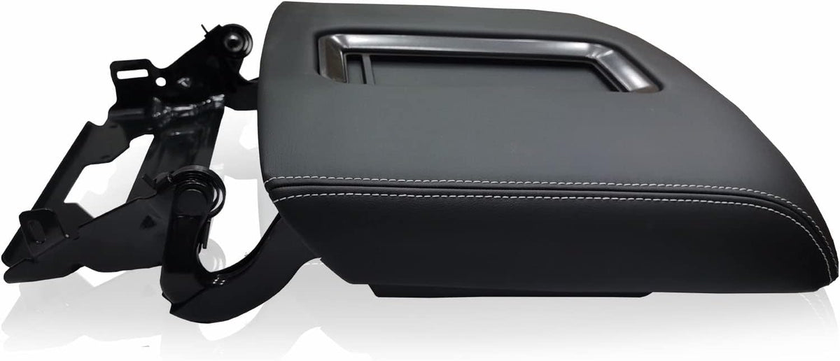 Center Console Armrest Lid with Steel Bracket Black Leather K390