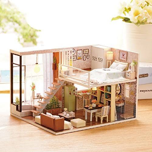 Wooden DIY Dollhouse Kit with Furniture, 1:24 Scale N109138
