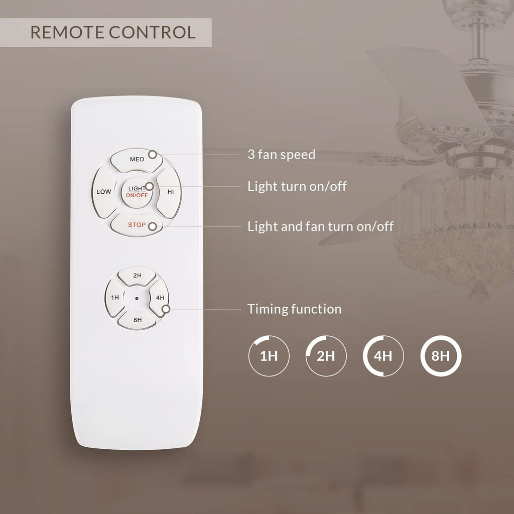 52 Inch Black Ceiling Fan with Lights Remote Control 5 Wood Blades M703666
