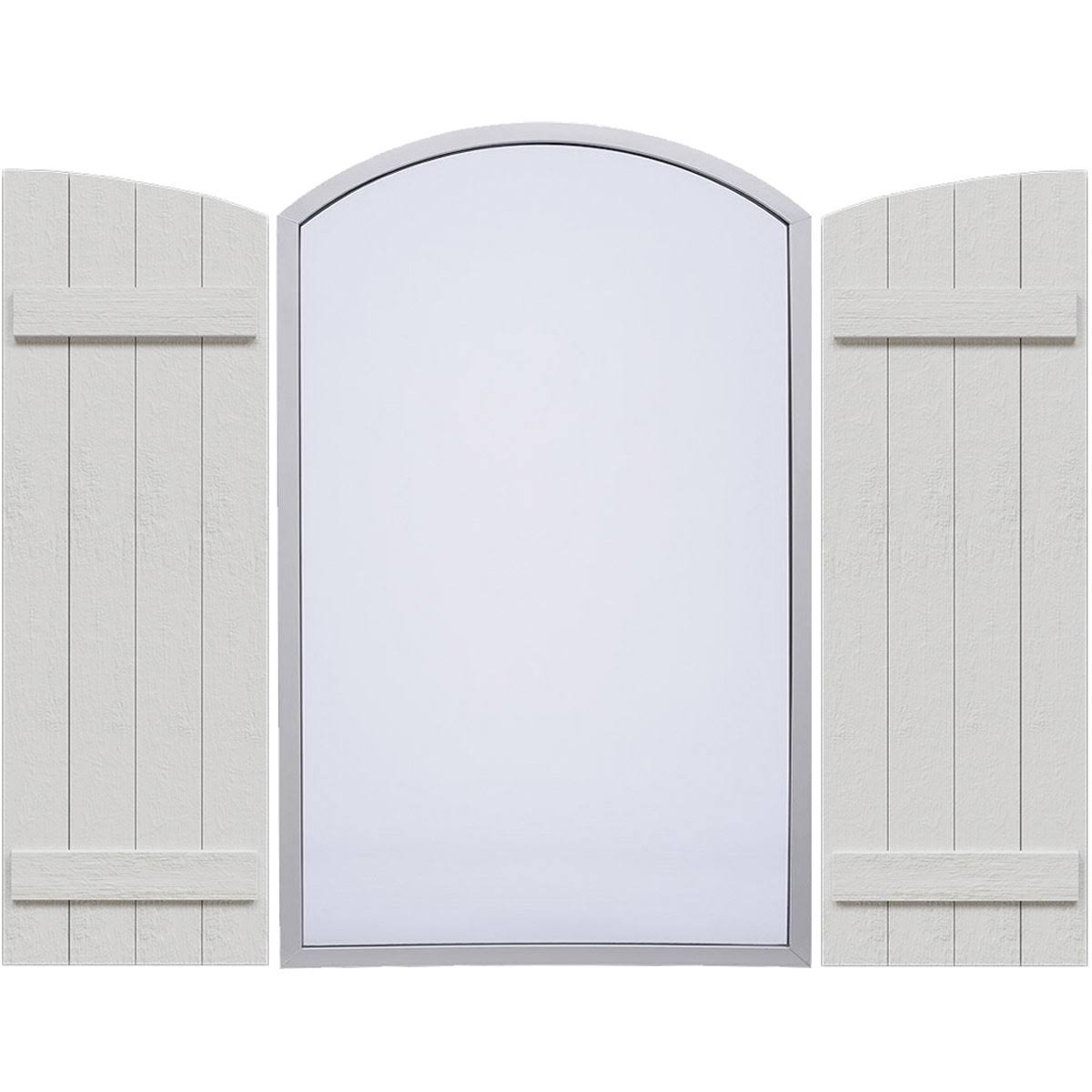 Rustic Faux Wood Shutters with Elliptical Arch Top D2121