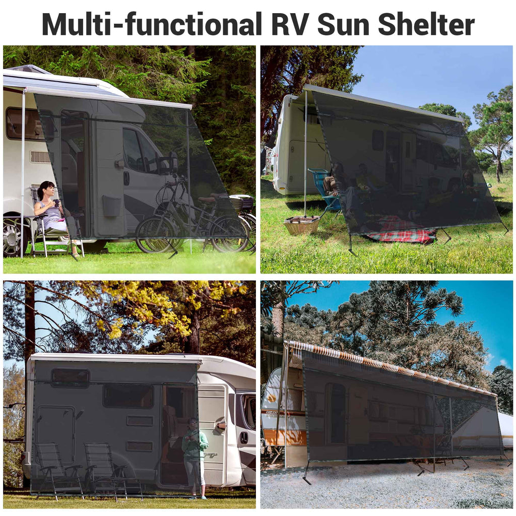 6x10' RV Awning Sun Shade Screen Black Mesh Q120351