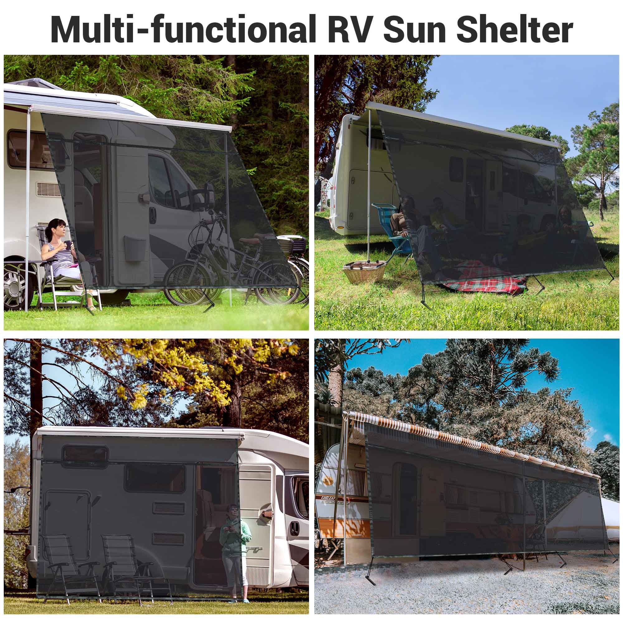 6x10' RV Awning Sun Shade Screen Black Mesh Q120351