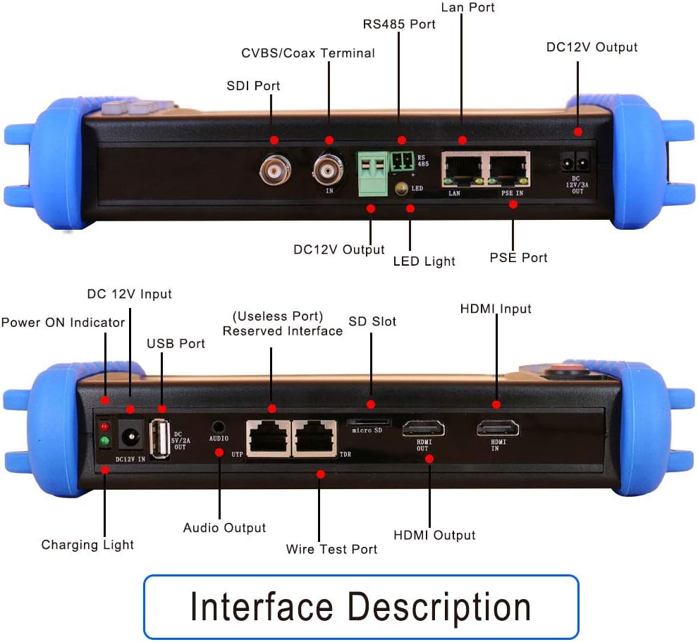 Security Camera Tester with SDI Input, Power Supply and Network Cable Test B997892