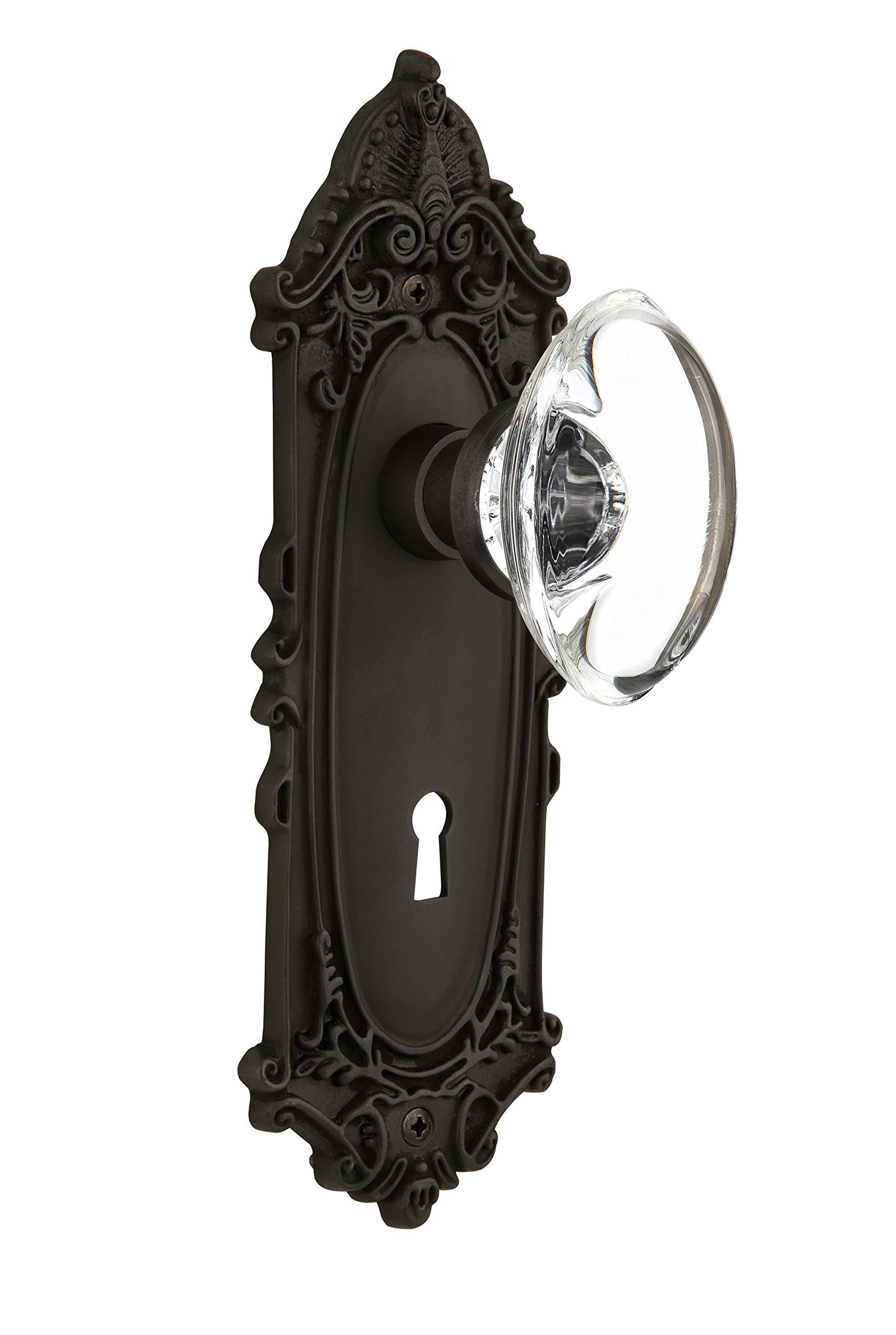 Oval Clear Crystal Glass Door Knob W14145