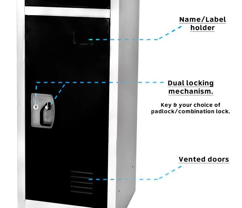 Black 3 Door Locker with 3 Hooks J86099