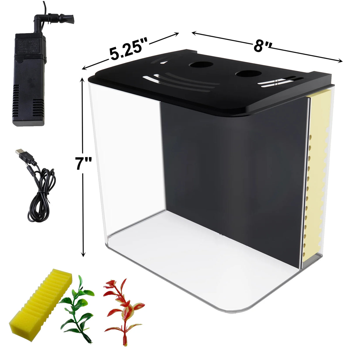 1.2 Gallon Betta Fish Tank Starter Kit with LED Light and Water Filter Pump V98369