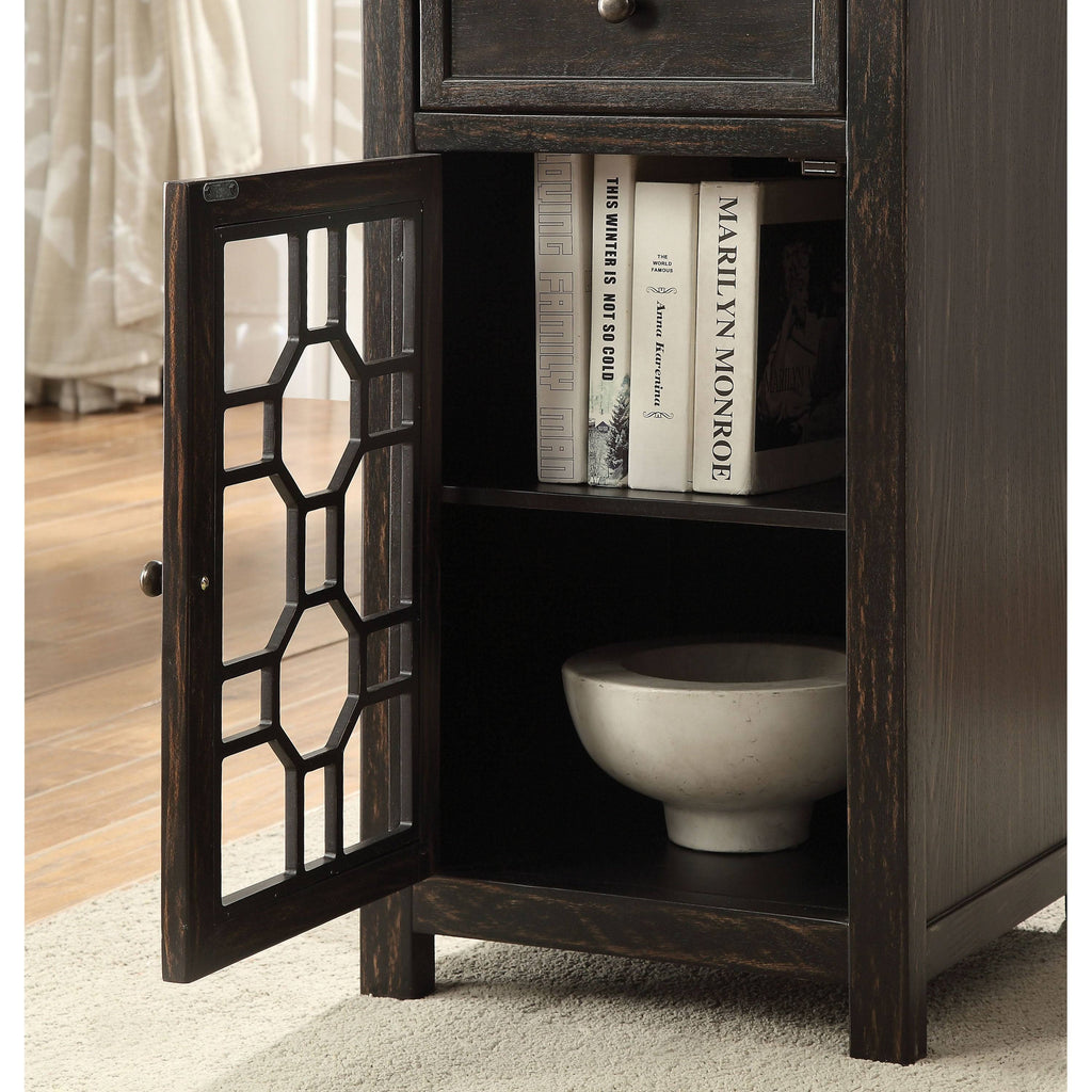 Antique Teal Solid Wood 1-Drawer Side Table D564