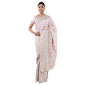 Pink Satin Silk Saree with Bead Work Embroidery X302