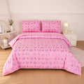 Purple 5 Pcs Full Size Comforter Set with Fitted Sheet, Flat Sheet, Comforter, Pillowcases U621