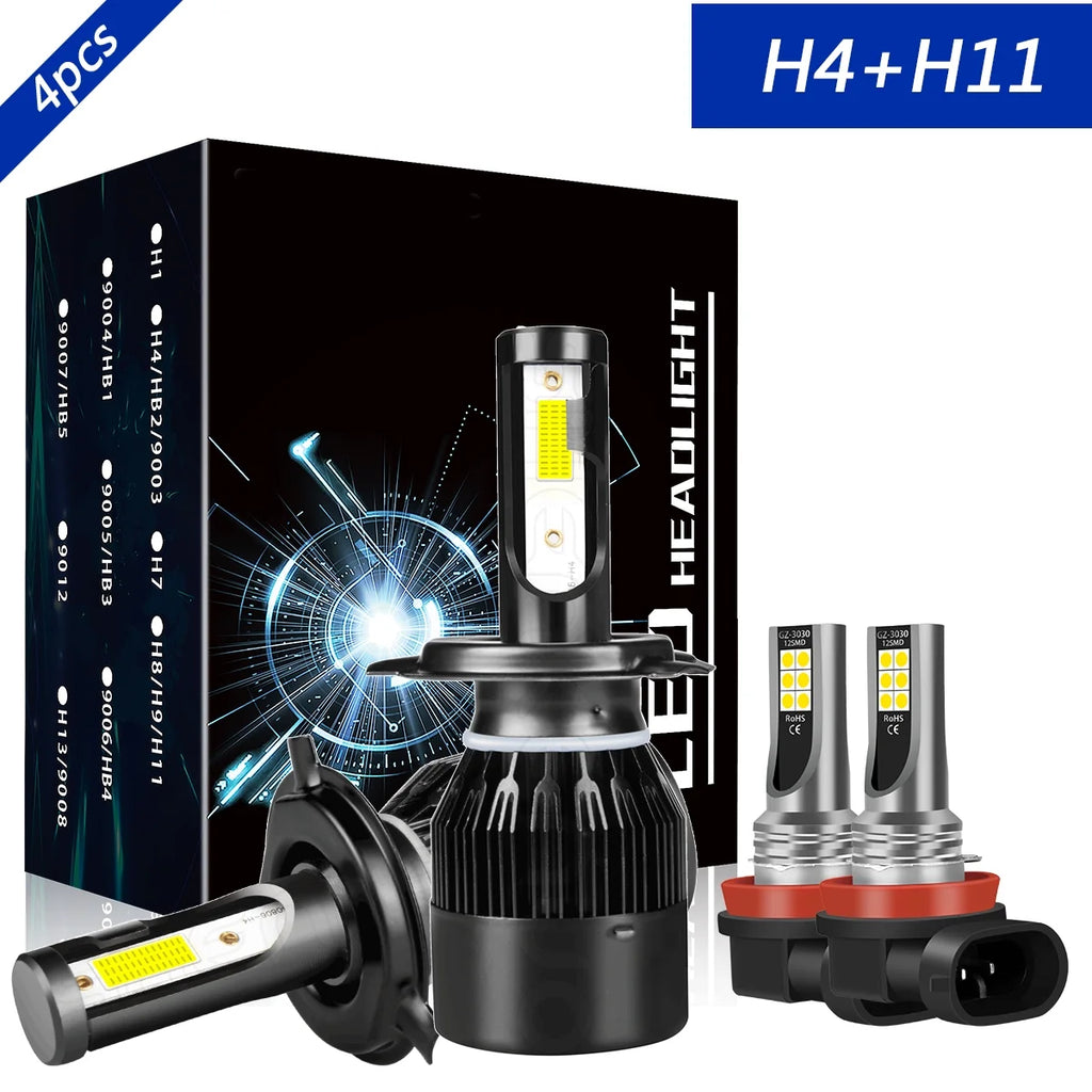 H4 High&Low Beam H11 Fog Light LED Headlight Bulbs 4pcs B627