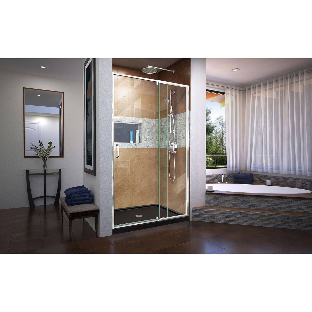 Semi-Frameless Pivot Shower Door in Chrome L6767