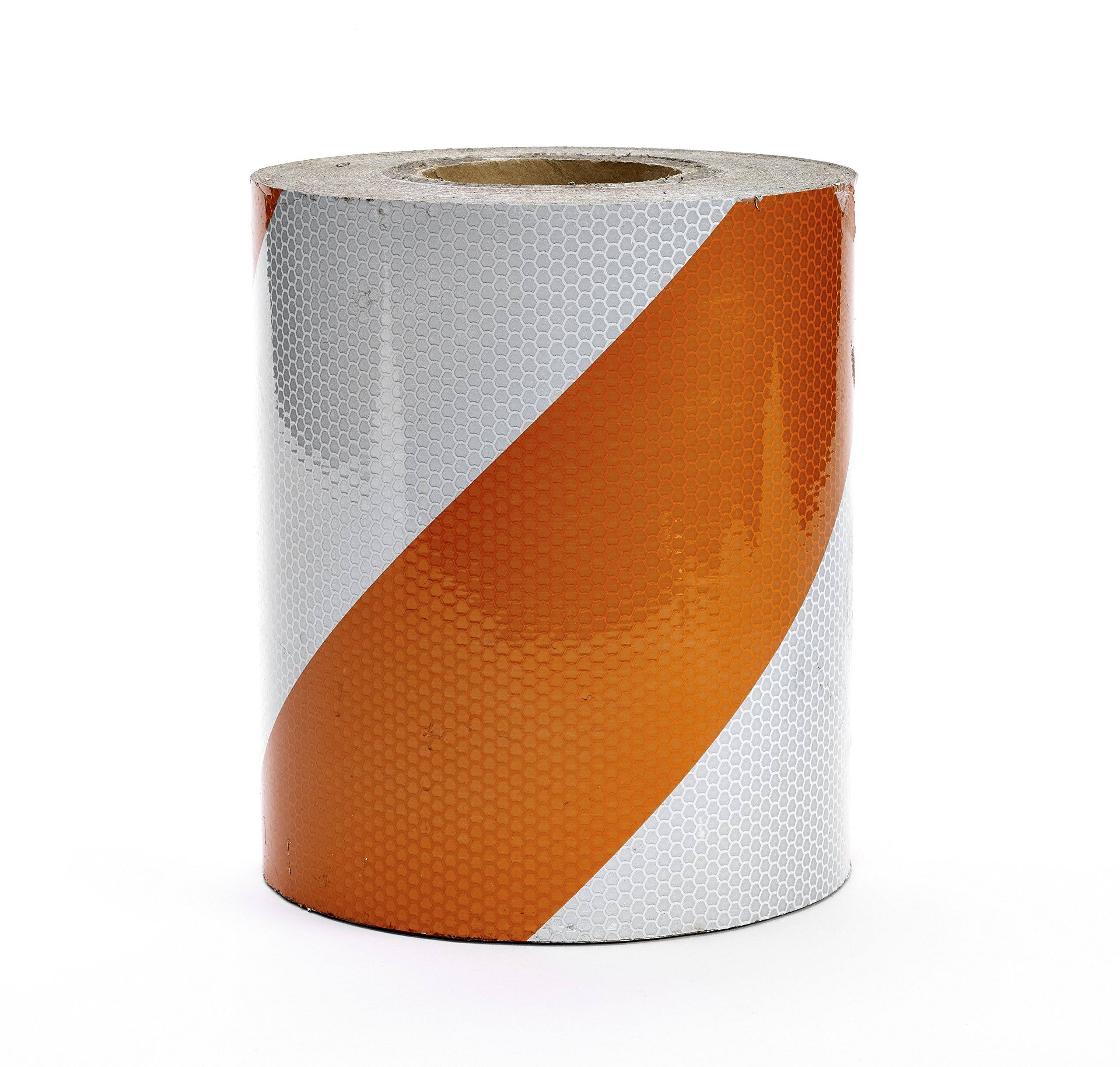 Orange/White Stripe Reflective Barricade Tape, 50 yd A63959