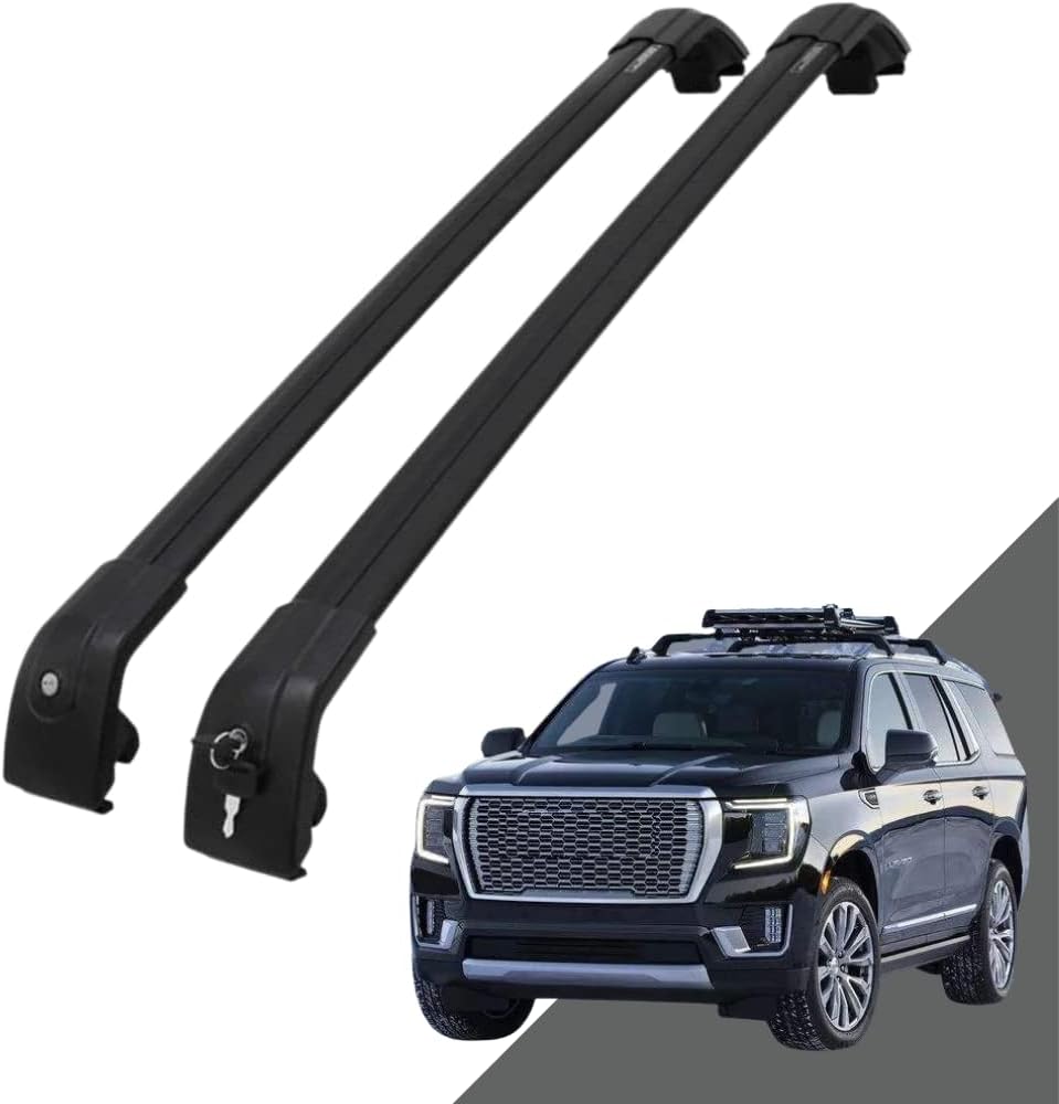 Roof Rack Side Rails Black Cross Bars Adjustable Lockable J806638