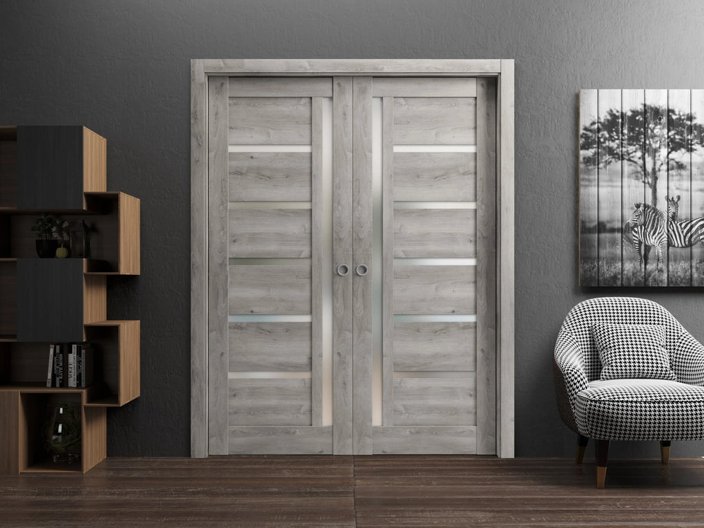 Sliding French Double Pocket Doors 64 x 96 inches Solid Wood Interior Doors Q434684