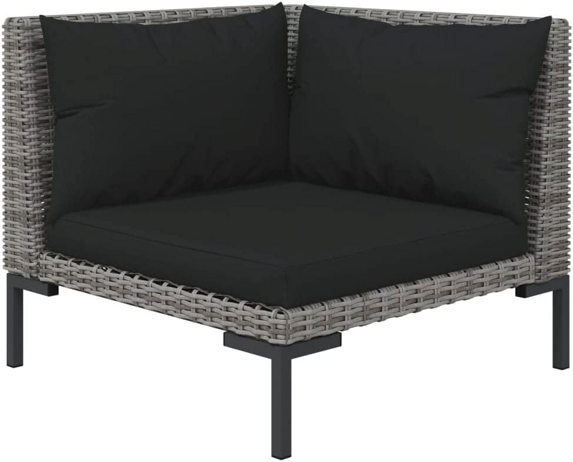 14 Piece Patio Lounge Set with Cushions Poly Rattan Dark Gray E18819