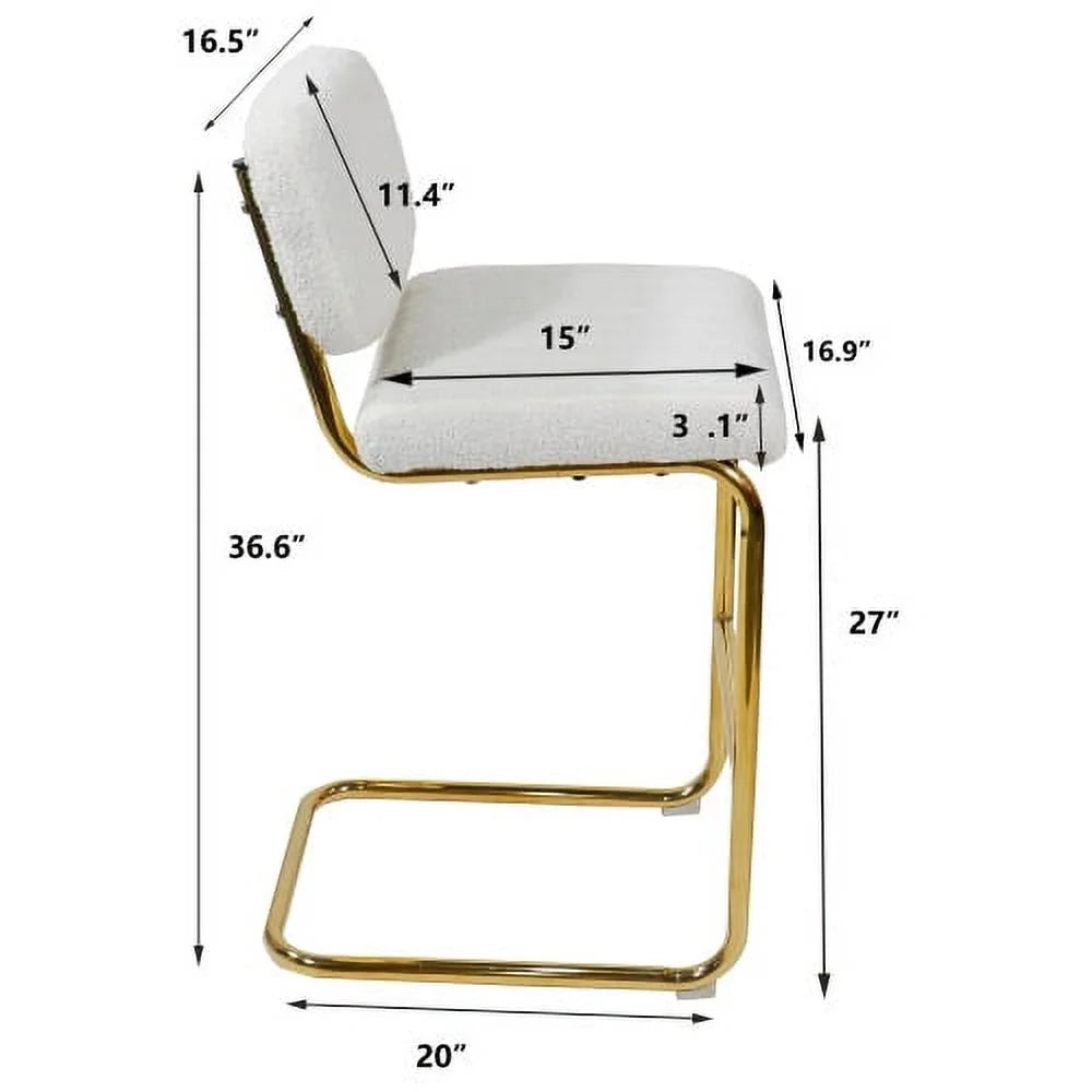 Ivory Boucle Fabric Counter Height Bar Stools Set of 2 G87269