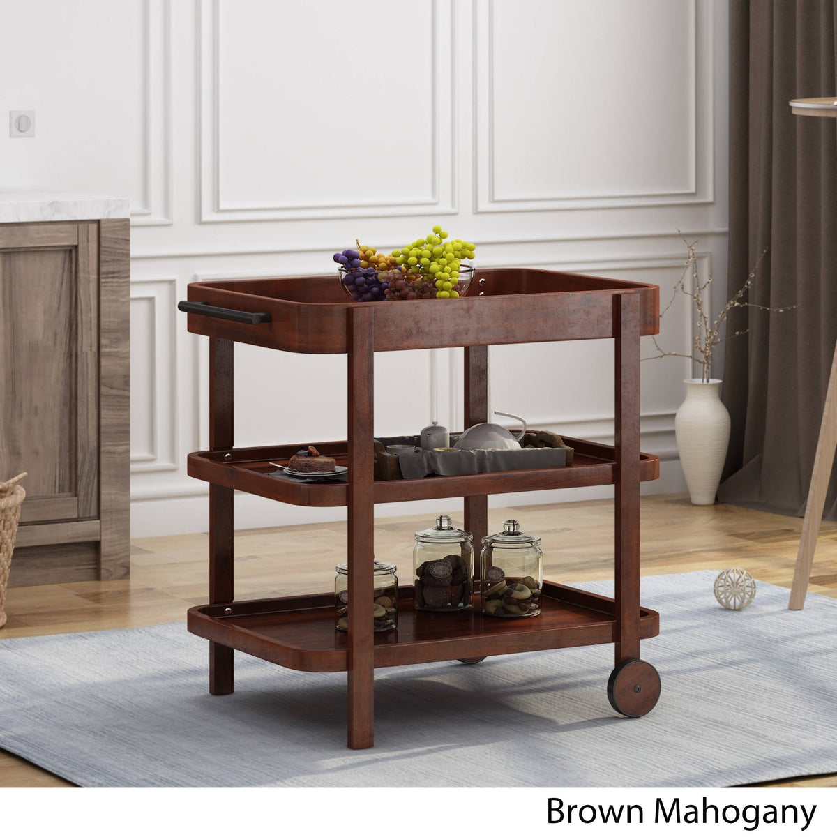 Brown and Mahogany Bar Cart N851705