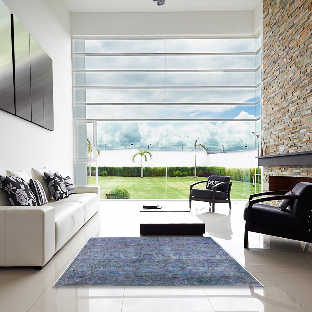 Azure Blue Rectangle Area Rug G879