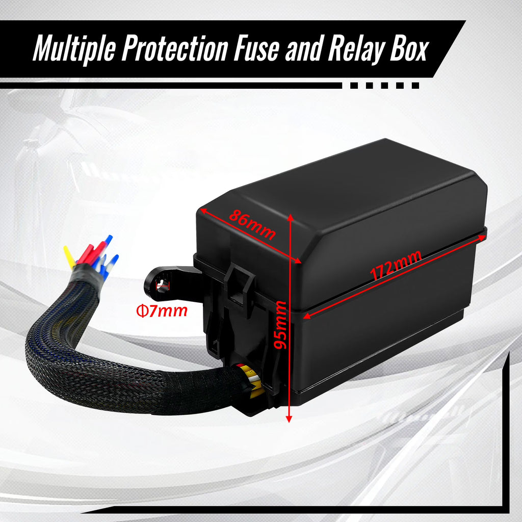 12V 6 Slots Fuse and Relay Box Kit with ATC ATO Blade Fuses and 5pcs 5Pins 40A Relay and 1pcs 4Pin 40A Relay Z637197