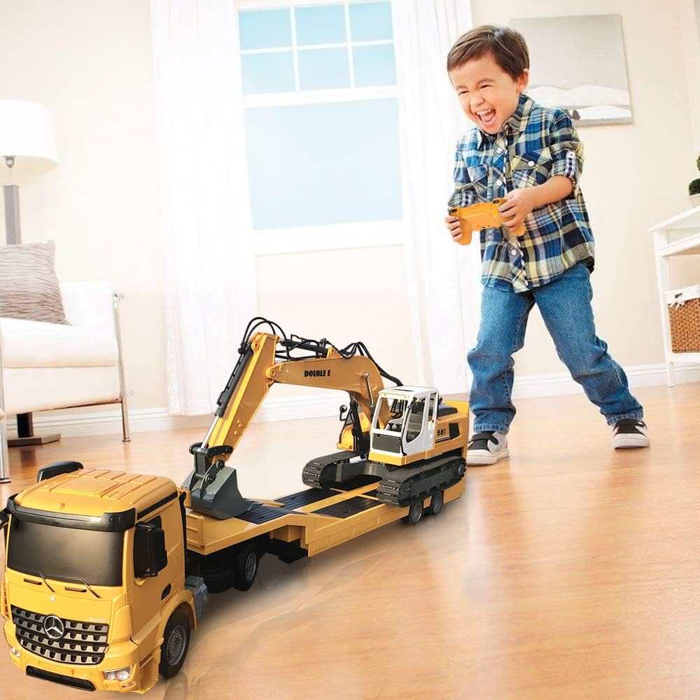 RC Semi Truck Excavator Toys Remote Control Trailer Truck Construction Vehicles Toy with Sound and Lights S518
