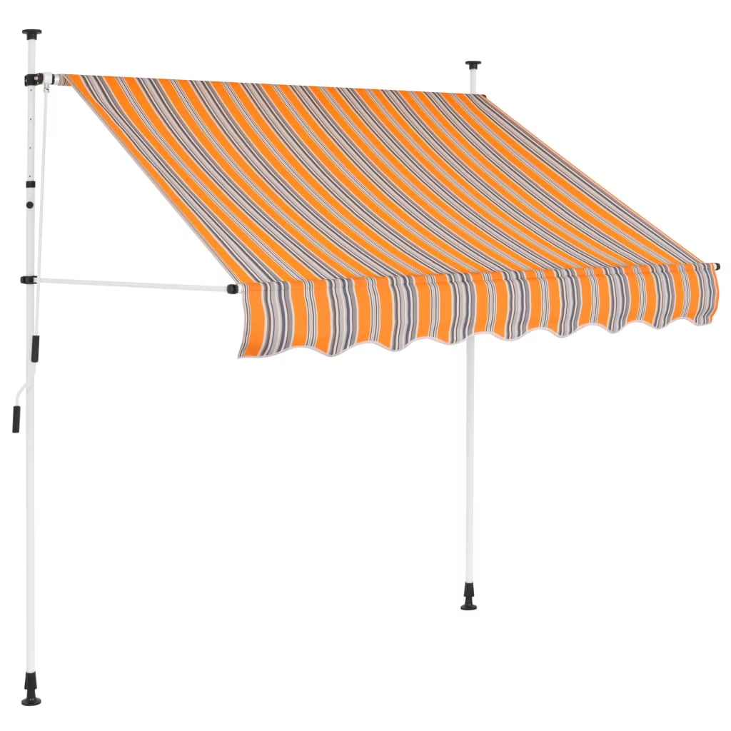 Yellow and Blue Stripes Manual Retractable Awning V51251