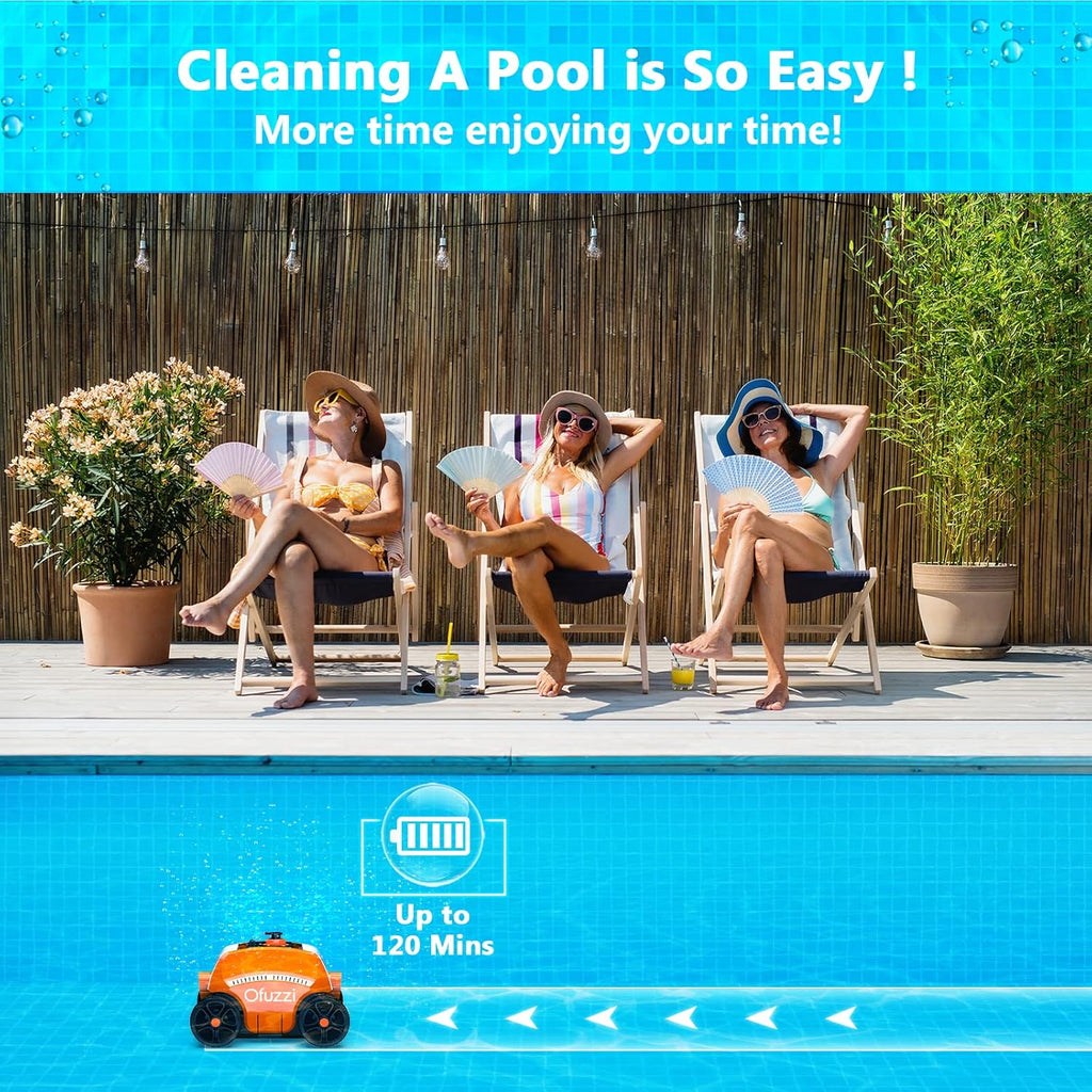 Cordless Robotic Pool Cleaner, Rechargeable Battery, IPX8 Waterproof Automatic Pool Vacuum R651
