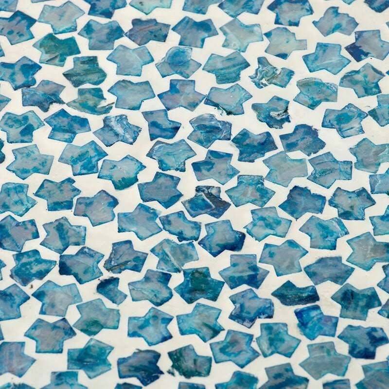 Blue Capiz Stool H52182