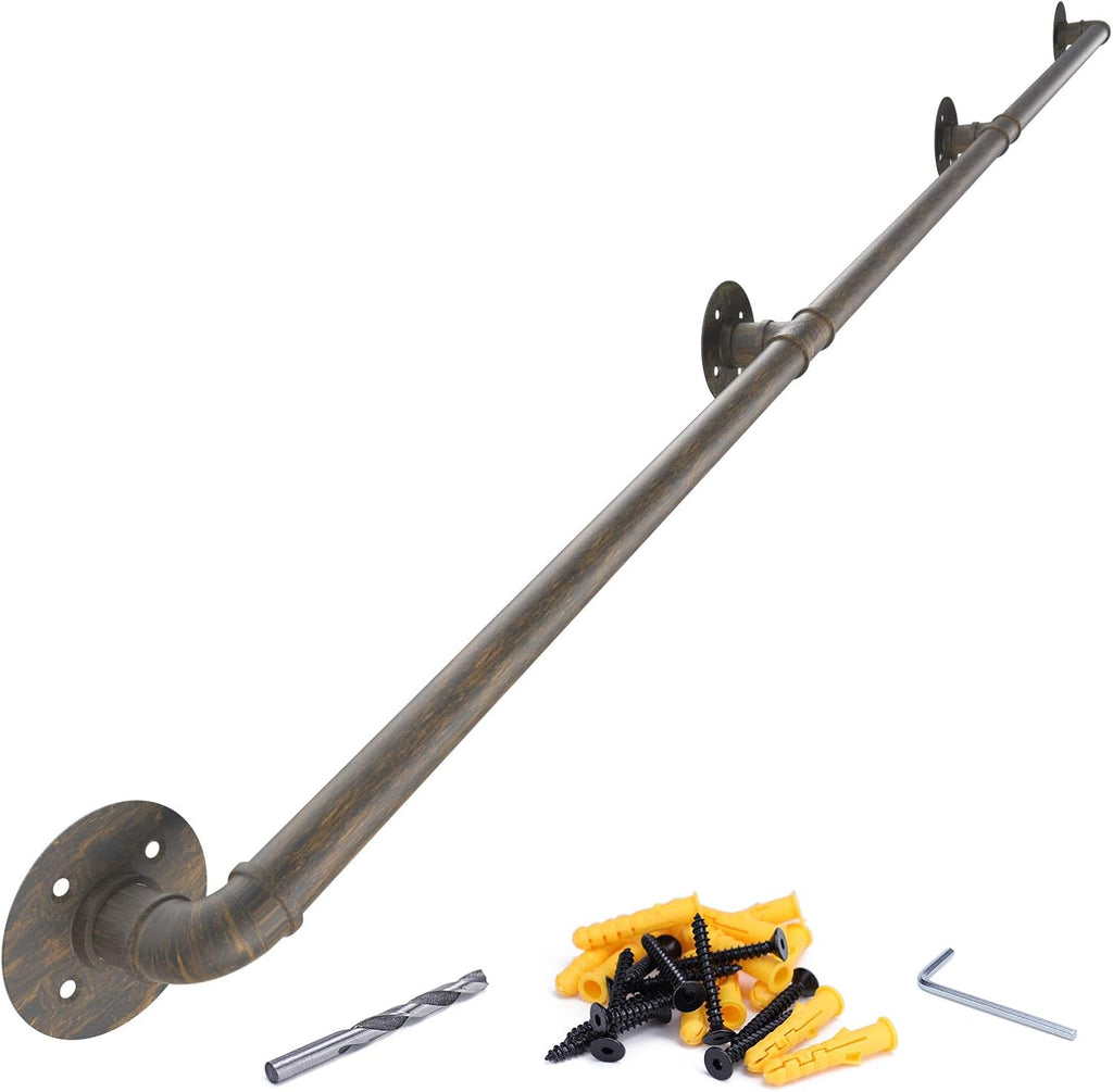 6.6ft Black Galvanized Steel Pipe Handrail Pack of 2 O299