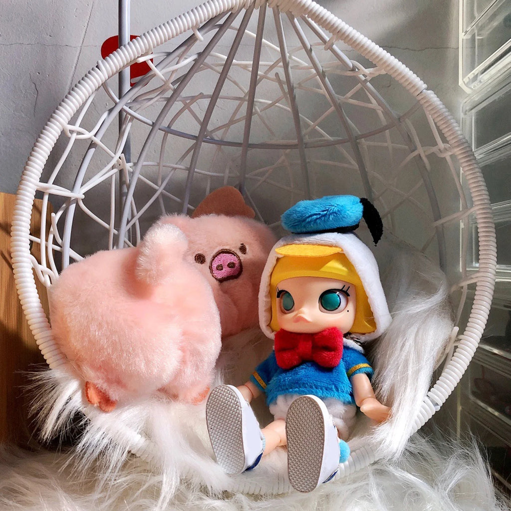 White Knitted Metal Miniature Dollhouse Swing Chair E883