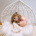 White Knitted Metal Miniature Dollhouse Swing Chair E883