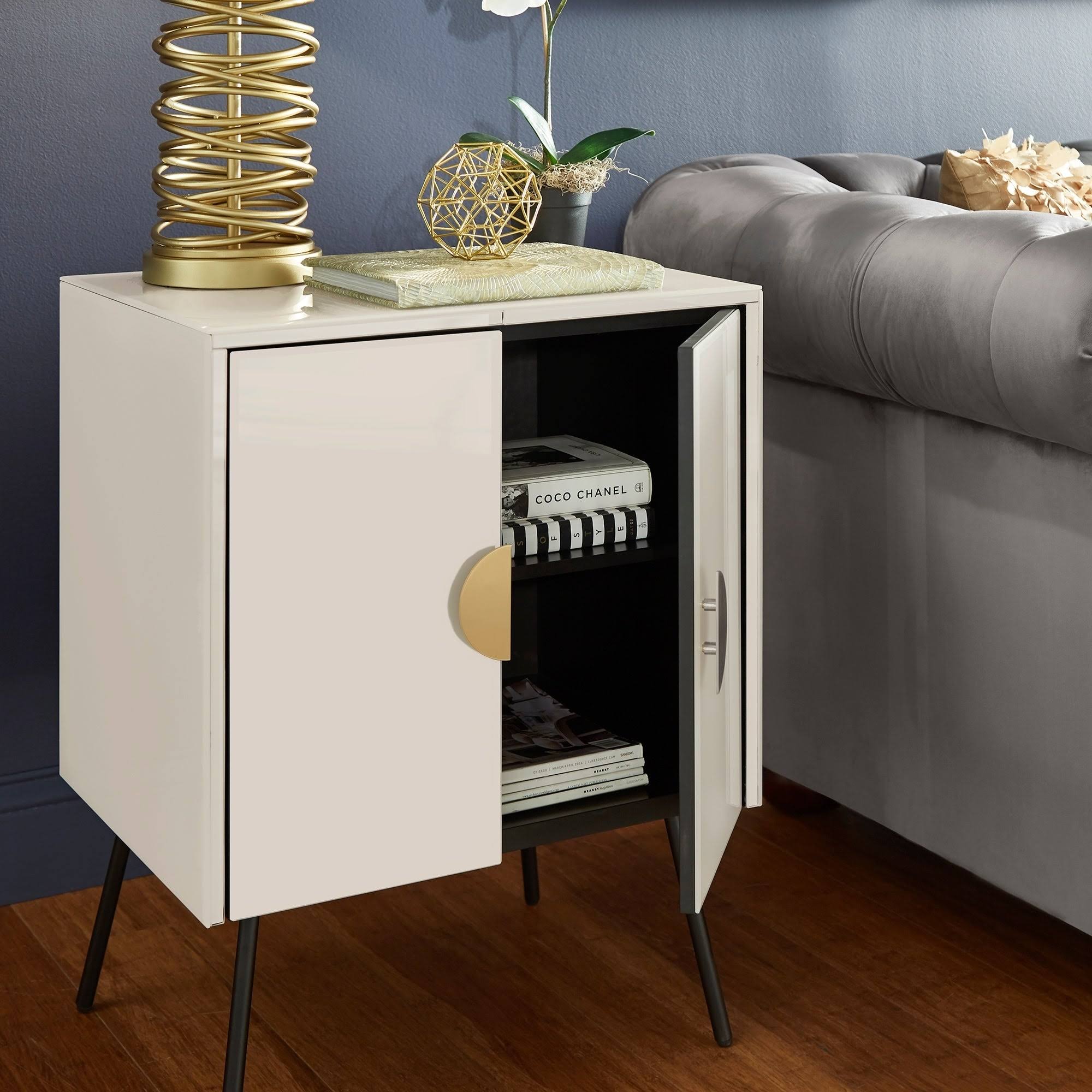 White Glass 2-Door Accent Cabinet H9093