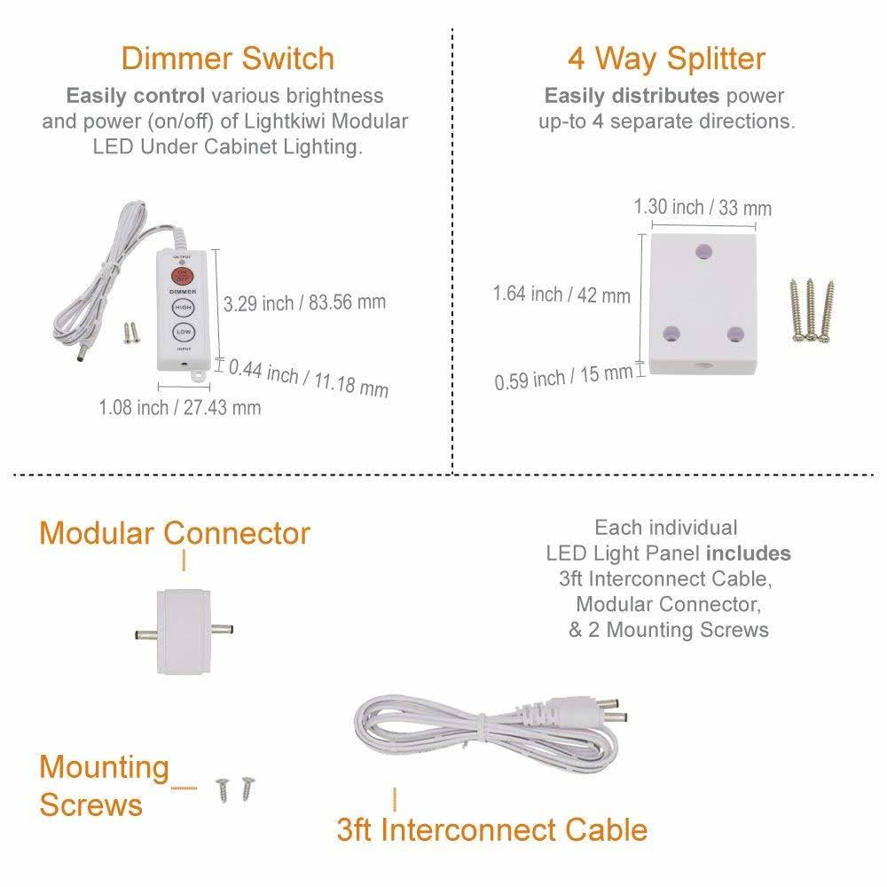 6 inch Cool White Modular LED Under Cabinet Lighting Standard Kit (4 Panel) H356