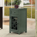 Antique Teal Solid Wood 1-Drawer Side Table D564